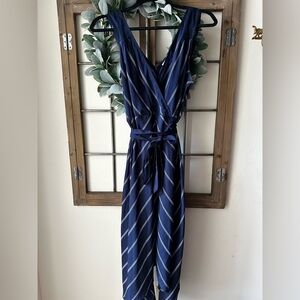 Motherhood Navy and White Striped Maxi Dress